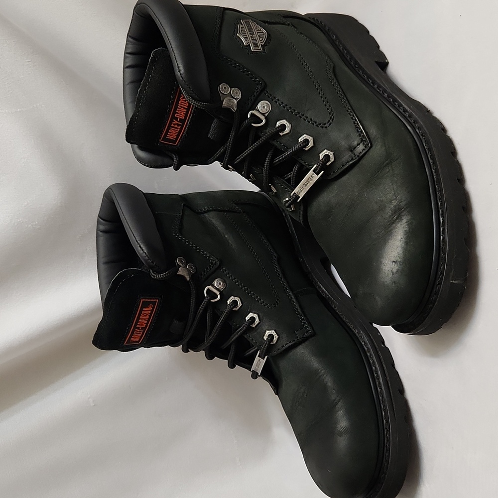 Harley-Davidson Badland Black Leather Motorcycle Riding Boots (M Size 10.5) - Picture 3 of 15